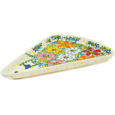 Polish Pottery Pizza Plate 12&quot; Retro Garden UNIKAT