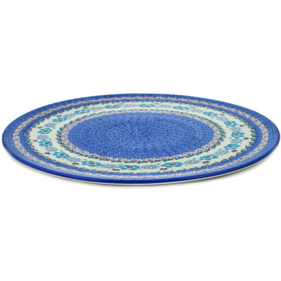 Polish Pottery Pizza Plate 13&quot; Blooming Blues