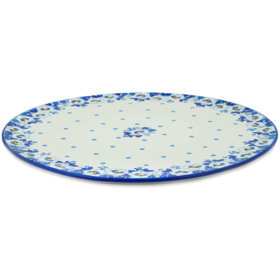 Polish Pottery Pizza Plate 13&quot; Blue Spring