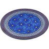 Polish Pottery Pizza Plate 13&quot; Cobalt Poppies UNIKAT