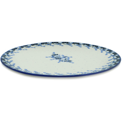 Polish Pottery Pizza Plate 13&quot; Flowers At Dusk