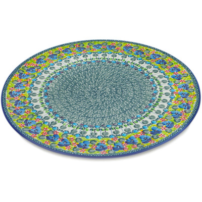 Polish Pottery Pizza Plate 13&quot; Pretty Pansies UNIKAT