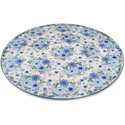 Polish Pottery Pizza Plate 13&quot; Soft Starry Flowers UNIKAT