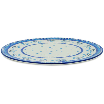 Polish Pottery Pizza Plate 13&quot; Winter Sparrow