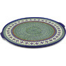 Polish Pottery Pizza Plate 17&quot; Gingham Flowers