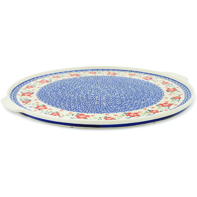 Polish Pottery Pizza Plate 17&quot; Hibiscus Halo