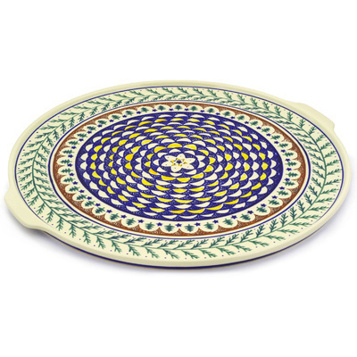 Polish Pottery Pizza Plate 17&quot; Pine Boughs