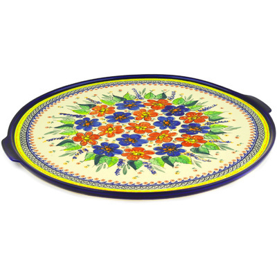 Polish Pottery Pizza Plate 17&quot; Summer Sleandor UNIKAT