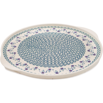 Polish Pottery Pizza Plate 18&quot; Lucky Blue Clover