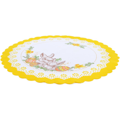 Textile Place Mat 13&quot; Easter Bunny Yellow