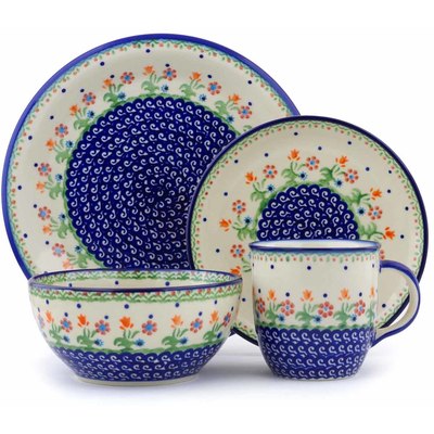 Polish Pottery Place Setting 10&quot; Spring Flowers