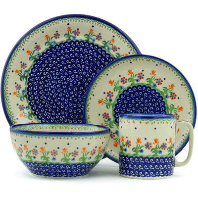 Polish Pottery Place Setting 10&quot; Spring Flowers