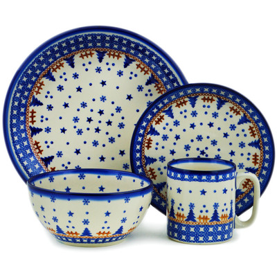 Polish Pottery Place Setting 10&quot; Winter Snow