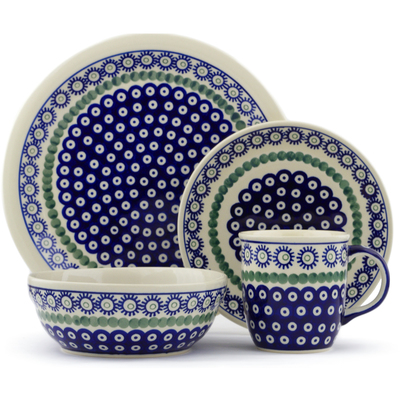 Polish Pottery Place Setting 11&quot; Astrid Peacock
