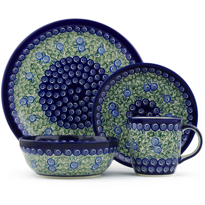 Polish Pottery Place Setting 11&quot; Blueberry Swirl