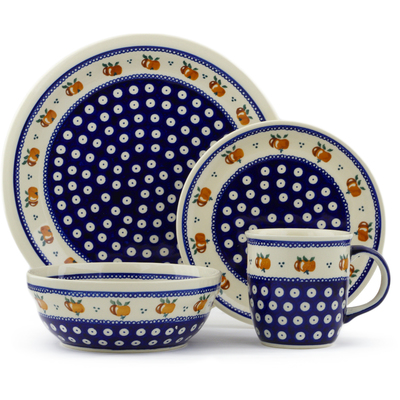 Polish Pottery Place Setting 11&quot; Country Apple Peacock