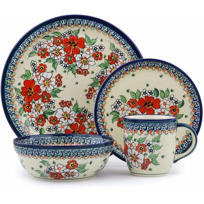 Polish Pottery Place Setting 11&quot; Flower Heaven UNIKAT