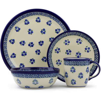 Polish Pottery Place Setting 11&quot; Forget Me Not Dots