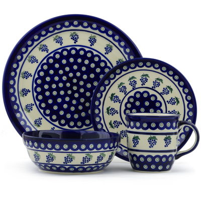 Polish Pottery Place Setting 11&quot; Grape Peacock