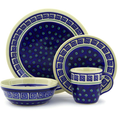 Polish Pottery Place Setting 11&quot; Greek Key