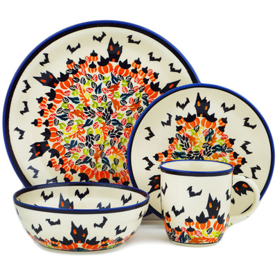 Polish Pottery Place Setting 11&quot; Halloween Night