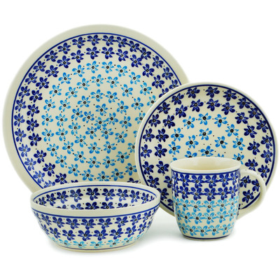 Polish Pottery Place Setting 11&quot; Ombre Blue