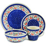 Polish Pottery Place Setting 11&quot; Poppies In The Wind