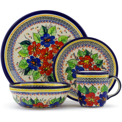 Polish Pottery Place Setting 11&quot; Summer Sleandor UNIKAT