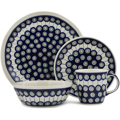 Polish Pottery Place Setting 11&quot; Traditional Peacock