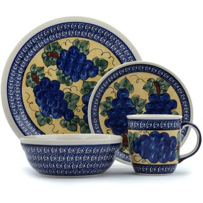 Polish Pottery Place Setting 11&quot; Tuscan Grapes