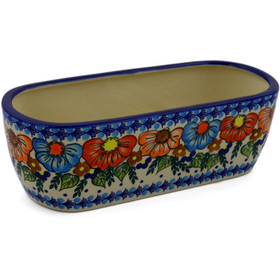 Polish Pottery Planter 11&quot; Bold Poppies UNIKAT