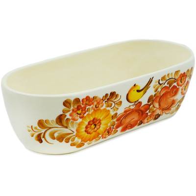 faience Planter 11&quot; Brown Sunshine