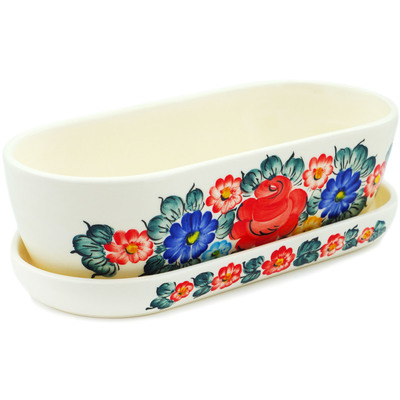 Faience Planter 11&quot; Little Flower Patch