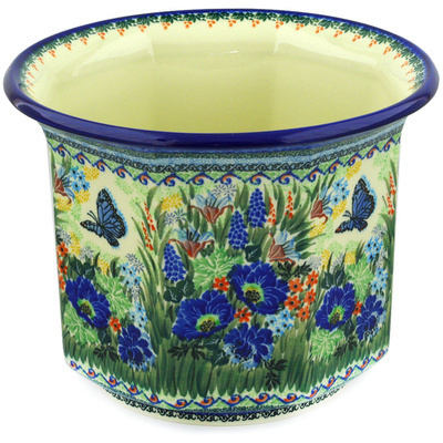 Polish Pottery Planter 11&quot; Royal Blue Monarch UNIKAT