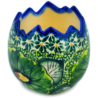 Polish Pottery Planter 3&quot; Green Fantasy UNIKAT