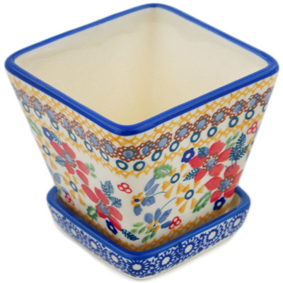 Polish Pottery Planter 3&quot; Summer Bouquet UNIKAT