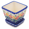 Polish Pottery Planter 3&quot; Wave Of Flowers