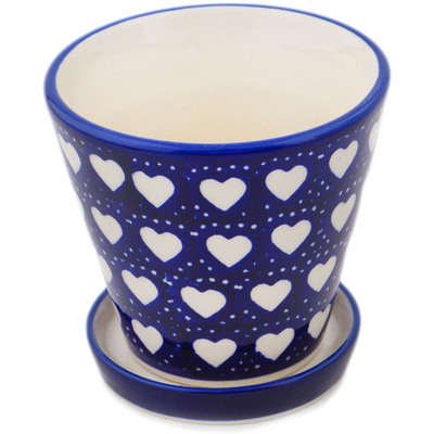 Polish Pottery Planter 4&quot; Heart&#039;s Full Of Love