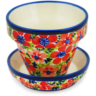 Polish Pottery Planter 4&quot; Magnificent Red