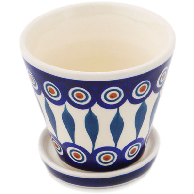 Polish Pottery Planter 4&quot; Peacock