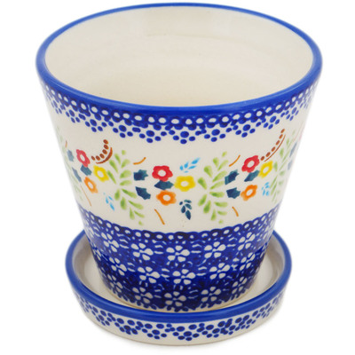 Polish Pottery Planter 4&quot; Rainbow Delight UNIKAT