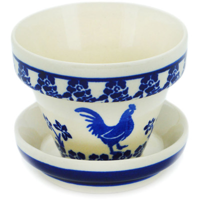 Polish Pottery Planter 4&quot; Rooster At Night