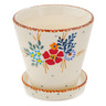 Polish Pottery Planter 4&quot; Rustic Field Flowers Red