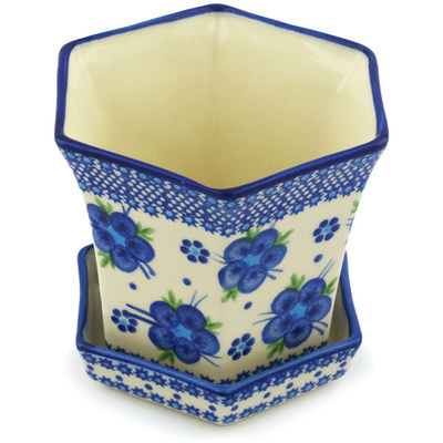 Polish Pottery Planter 5&quot; Bleu-belle Fleur