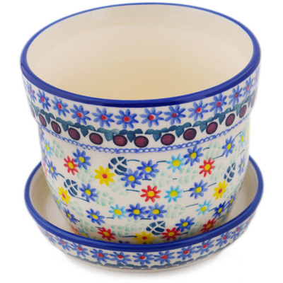 Polish Pottery Planter 5&quot; Primary Spring UNIKAT
