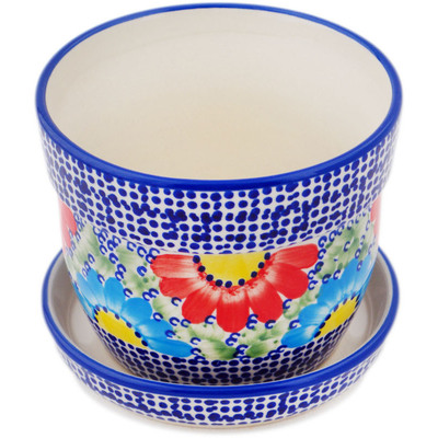 Polish Pottery Planter 5&quot; Spotted Garden UNIKAT