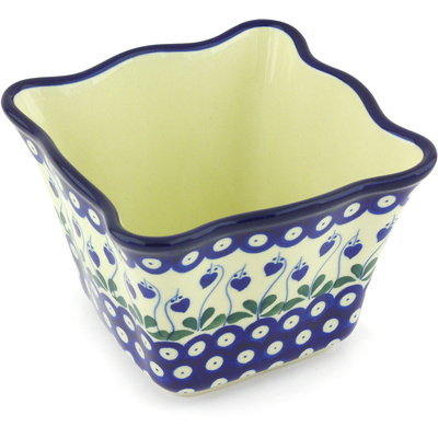 Polish Pottery Planter 6&quot; Bleeding Heart Peacock