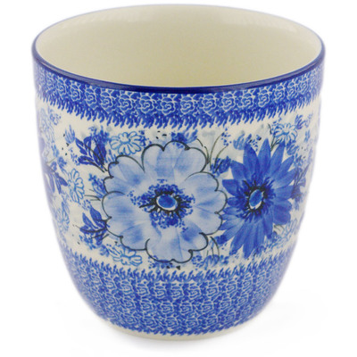 Polish Pottery Planter 6&quot; Blue Wildflower Patch UNIKAT