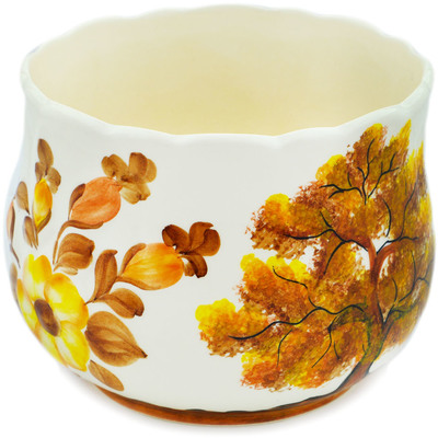 faience Planter 6&quot; Brown Tree