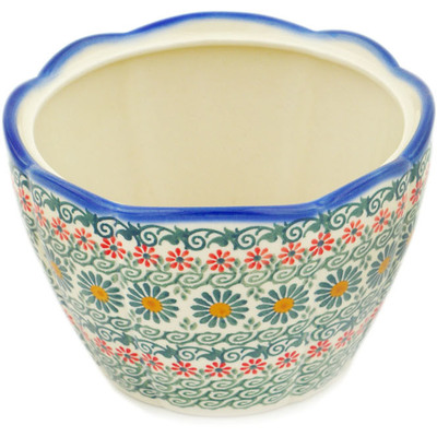 Polish Pottery Planter 6&quot; Floral Maze UNIKAT